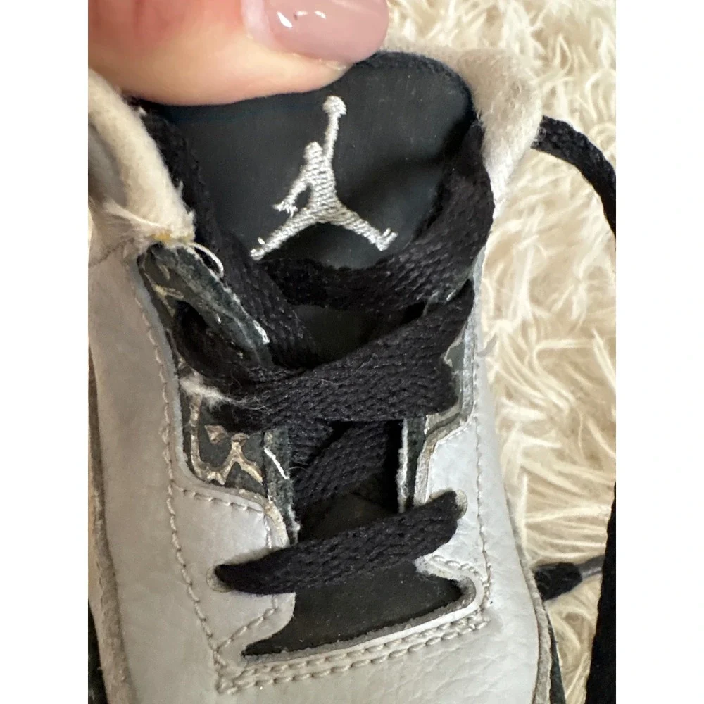 Kids Retro Jordan 3 Toddler Sneakers Wolf Grey Black Cement‎ Print Size 6C